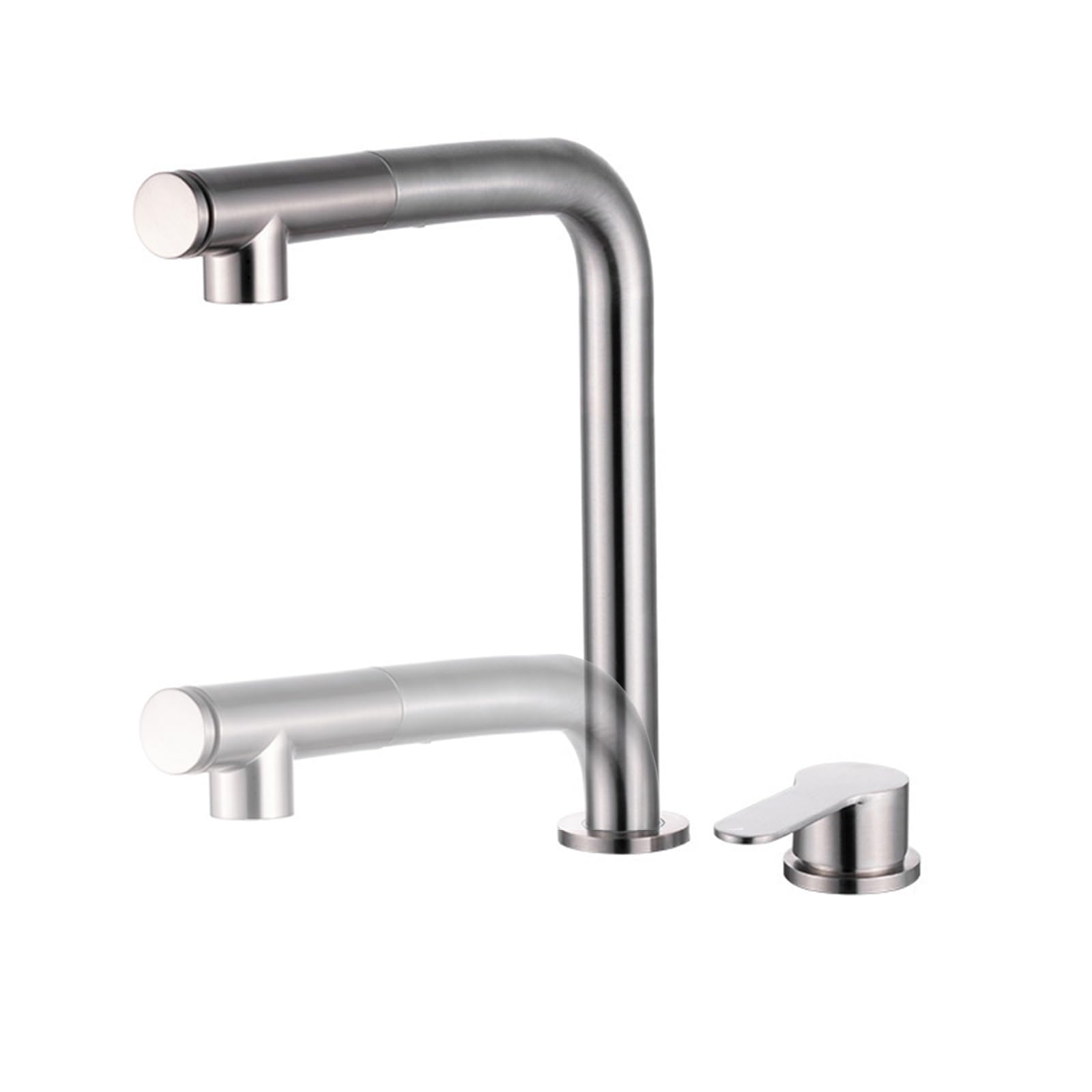 XJTNLB Grifo Cocina Bajo Ventana Extraible Cepillado Grifos Cocina Fregadero Extraible Acero Inoxidable 2 Modos Mezclador Agua Fria Caliente