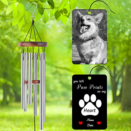 Image of Personalized Custom Wind Chimes Memorial Gift for Loss of Loved One Mother Dad Mom Dog Pets Customized Outdoor Sympathy Wind Chimes with Photo Text