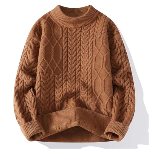Men's Round Neck Knit Sweater Winter Thick Knitted Pullover Long Sleeve Top4