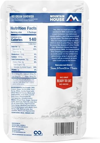 Miniatura 4 de Mountain House Sandwich de helado de vainilla  Alimentos liofilizados para mochileros y campamentos  Paquete de 12