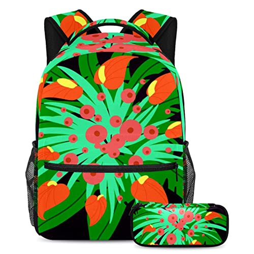 Sac à dos ergonomique motif plantes pour soulager le dos des ados