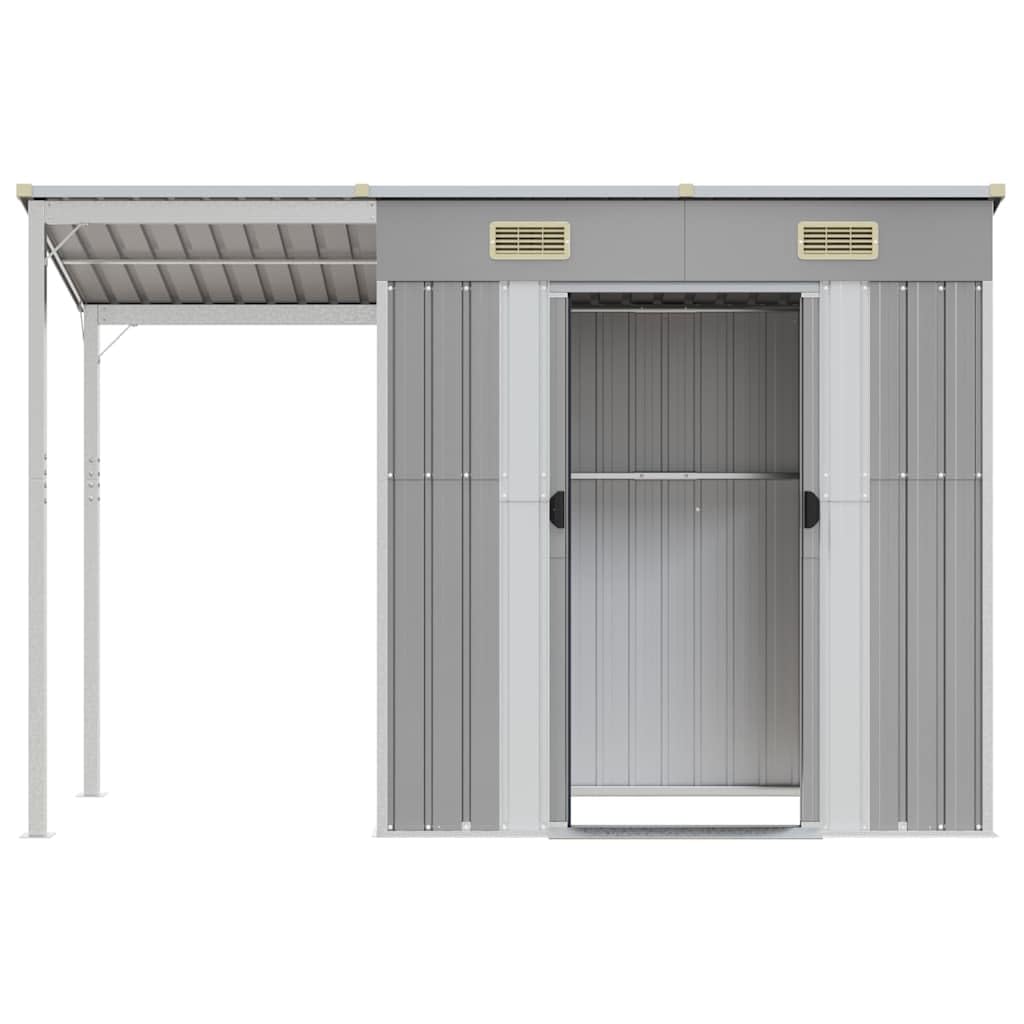 Refined Caseta de jardín con Techo Extensible, Gris Claro, 277 x 107 x 181 cm, Acero