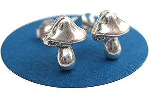 Minimalist Mushroom Stud Earrings in Enchanting Sterling Silver