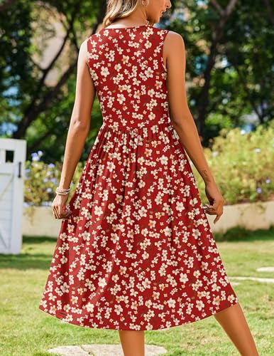 Image of Zeagoo Women's Summer Tank Midi Dress with Pockets Floral Sleeveless A-Line Casual Loose T-Shirt Dresses Beach Sundress 2026