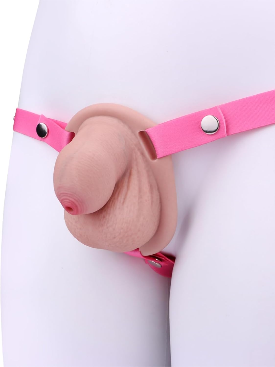 Wearable Harness Chastity Cage BDSM Penis Bondage Scrotal Stretcher - Strap On Silicone Chastity Device Men Cock Cage Restraints Penis Cover Adult Sex Toy (Pink)