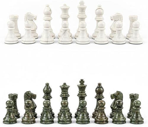Miniatura 13 de Juego de piezas de ajedrez de mármol premium artesanal – Elegante set de 32 piezas de reemplazo para tableros de ajedrez de 30-38 cm con caja de