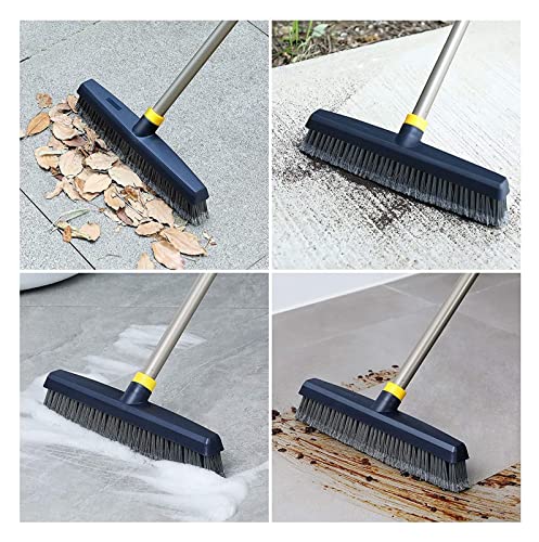 32,6 cm großer Schiebebesen, steife Bodenscheuerbürste, robuste Besen mit verstellbarem Griff für Hausbesen und Kehrschaufel (Farbe: schwarz) – Bild 3