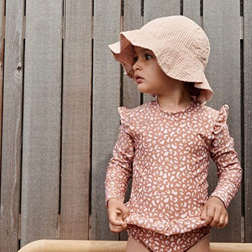 Image of Girls One Piece Swimsuits Zipper Rash Guard Long Sleeve Bathing Suit with Ruffle Hem UPF50+