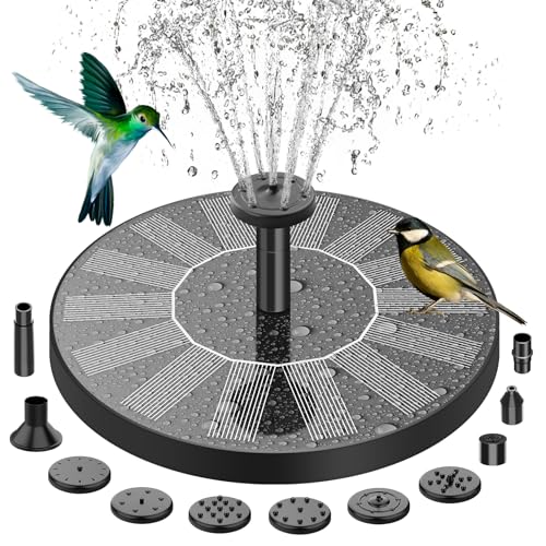 Prettop Solar Fountain Pump, 1.4W Solar Water Fountain with 8 Nozzles for The Garden, Pond,...