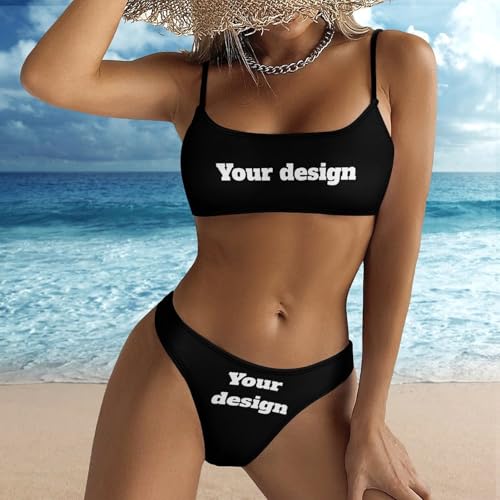 Custom Swimsuit for Women Add Own Image and Text Design Personalized Fashion Sexy Sling Bikini Swimwear Two Piece2