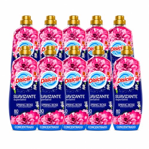 Suavizante Disclin Concentrado Spring Rose 1,4L | Pack 10 Unidades | 800 Lavados | Aroma Floral Duradero | Formato Ahorro 14L | RASMACOR