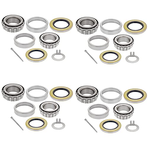 [4-Sets] 5,200-6,000 lbs. Trailer Hub Wheel Bearing Kit 25580/25520, 15123/15245 with Grease Seal 10-36 and 10-10 for EZ Lube Axle