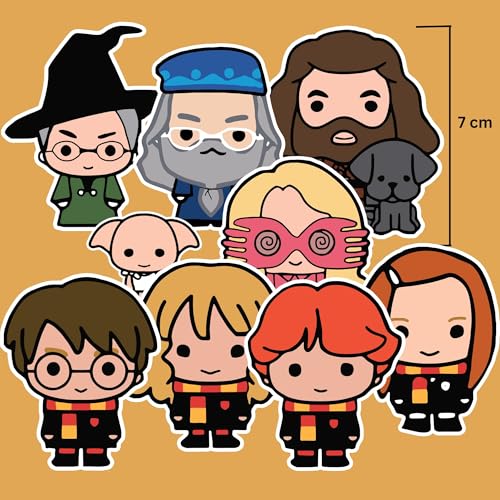 Image of Dia & Tia - Harry Potter Themed Premium Fridge Magnet Set with Surprise Freebie - Made in India for Office, Kitchen, refrigirators, Magnetic Boards - (Harry Potter - Chibi)