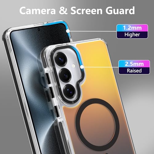 Image of Magnetic Case for Samsung Galaxy S26 Plus [Compatible with Magsafe] [Cute Fashion Fluorescent Design] [1 Screen Protector] Slim Translucent Matte Case for Galaxy S26 Plus 6.7 inch, Black