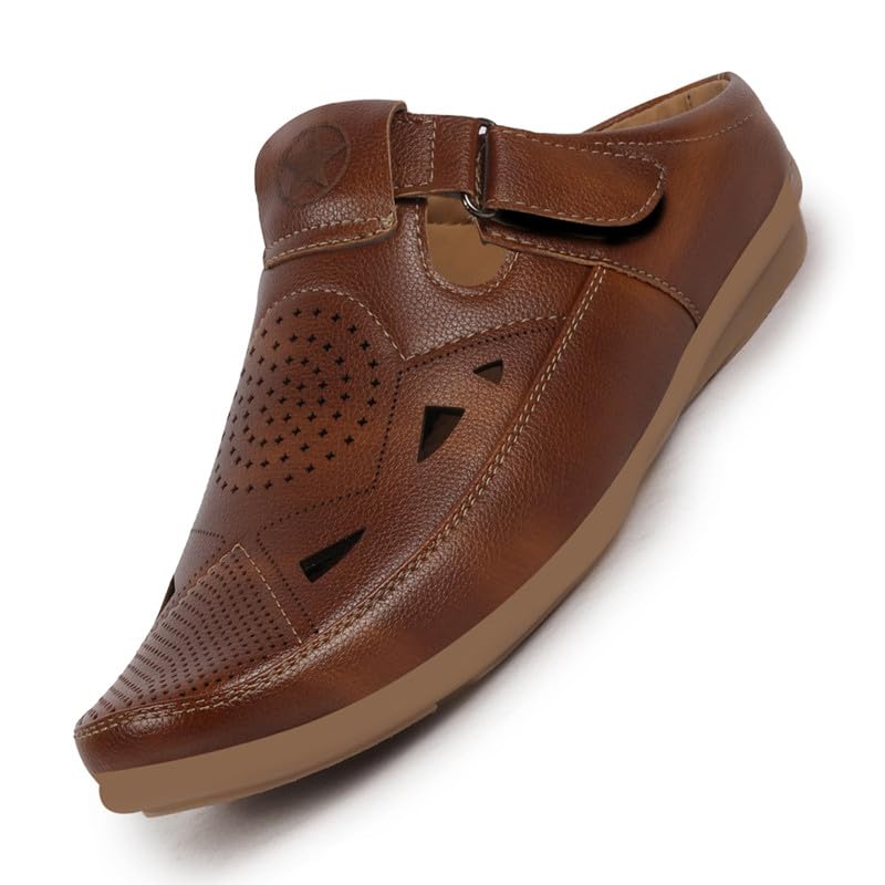 FAUSTO FST FOSMS-2119 TAN-40 Mens Tan Back Open Perforated Breathable Contrast Sole Casual Sandal|Adujstable Strap Stitched Slip On Sandal (6 UK) (B0D35ZY7Q5) Amazon Price History, Amazon Price Tracker