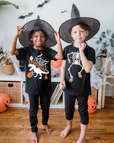 Toddler Boys Girls Halloween T-Shirt Kid Pumpkin Short Sleeve Shirts Skeleton Graphic Clothes Tee Tops 2-7T3