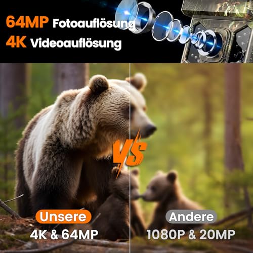 XTU Wildkamera mit Handyübertragung App,4K WLAN Wildtierkamera mit Bewegungsmelder Nachtsicht,Inklusive 32GB SD-Karte,IP66 Wasserdicht,Eingebauter 2600mAh Lithium-Akku Wiederaufladbar,0,2S Auslösen
