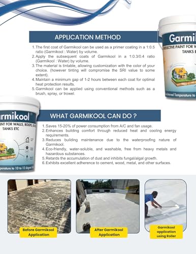 Image of (1kg Solar Reflective Roof Coating | Summer Cool Roof | Heat Resistance Paint | High Sri Terrace Cooling Paint