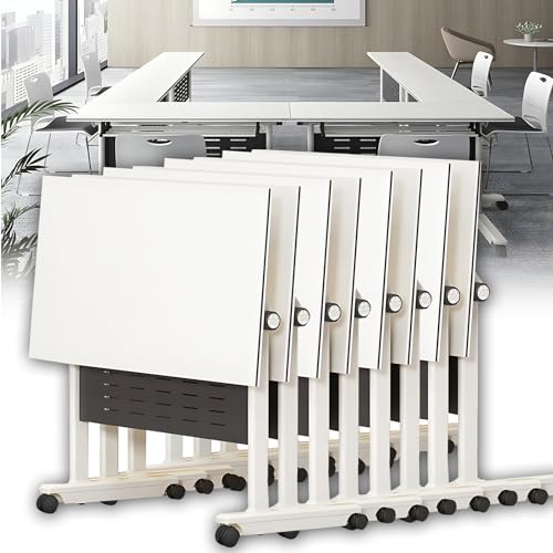 Mesa plegable móvil para sala de conferencias, escritorio de entrenamiento de oficina con ruedas, mesas modernas para seminarios, aulas, paquete de 8 (70.8 x 23.6 x 29.5 pulgadas) para reuniones y