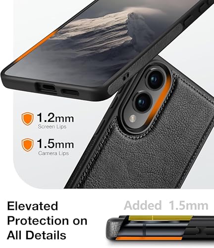 Image of Luxury Premium Vegan PU Leather TPU Case Cover Compatible with Samsung Galaxy S25 Edge 5G (2025) (Leather Black)