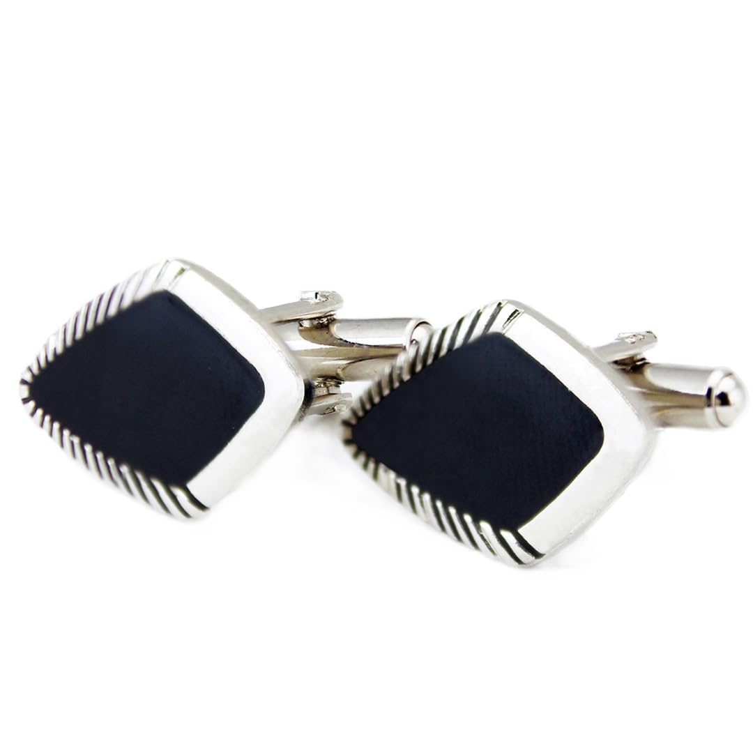 Kavove Exquisite Enamel Accents Black, Silver Cufflinks (B0CQG5WZYQ) Amazon Price History, Amazon Price Tracker