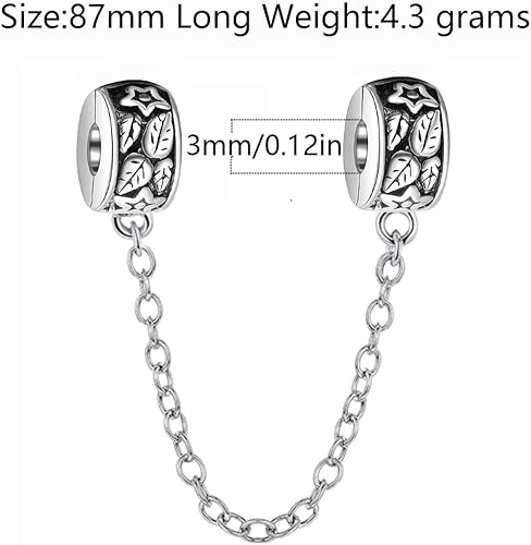 Miniatura 2 de Cadena de seguridad colgante con gancho, tapón de pinza de plata fina 925, separador de colgantes para pulsera.