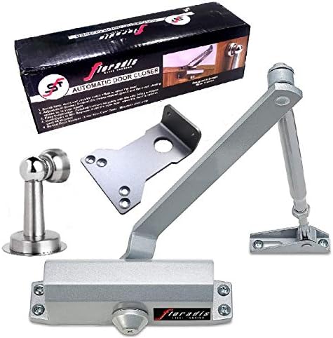 Floradis Automatic Adjustable Door Closer for Residential and Commercial Light-Medium Doors. Grade 2 Spring Hydraulic Auto Closer with Hold Open and Parallel Plate. Bonus Magnetic Door Stopper.