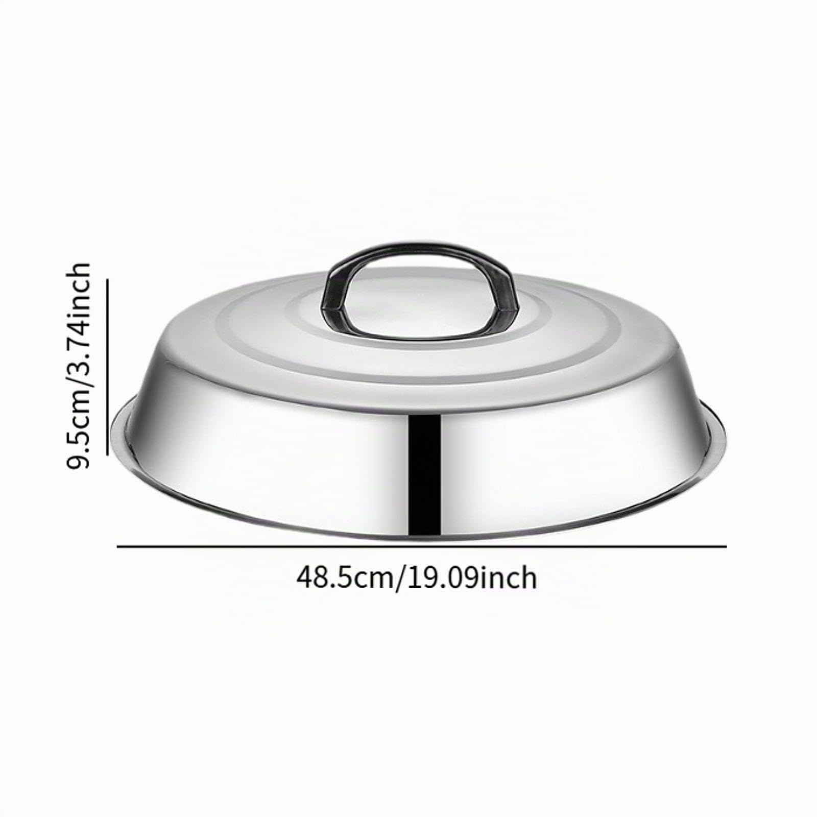 Couvercle en Acier Inoxydable, Dôme de Fusion pour Plancha, Cloche de Cuisson avec Poignée pour Casseroles et Poêles, Idéal pour Barbecue, 48cm
