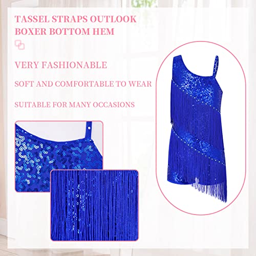 Loyan Girls Sequins Ballroom Costumes Tassel Latin Dance Dress 6-16 Years Dancewear Samba Dancing Outfits Royal Blue 12 Years #TOP5