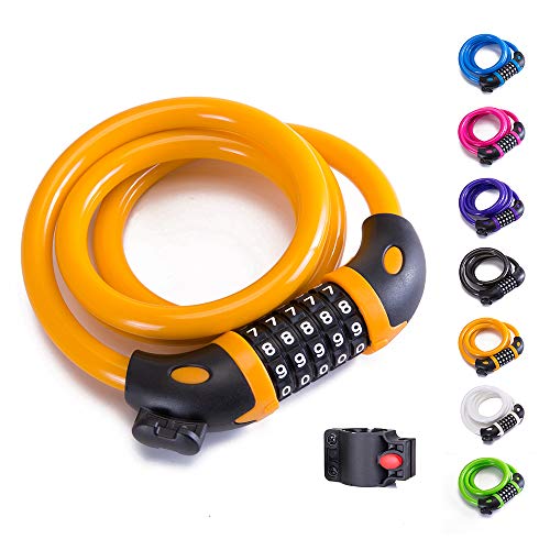 XZSUN Bike Lock Bicycle Lock Chain ，5-Digit Combination Lock Core Steel Wire Bike