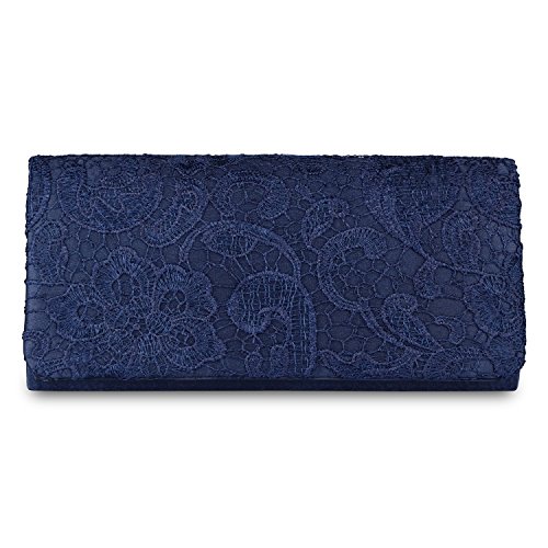 Kaever Women's Satin Ladies Floral Lace Small Bridal Party Evening Clutch Bag Handbag