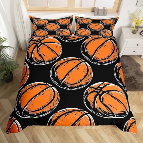 Funda Nordica Cama 180 Baloncesto Ropa de Cama Baloncesto Microfibra Suav Funda Edredon 260x240, Funda Nórdica Deportes y 2 Funda de Almohada 50x80 cm, d8101