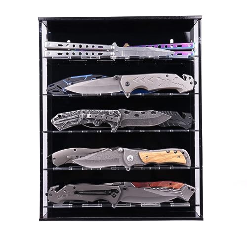 HHUXIUE Présentoir à couteaux acrylique, support militaire pliable, armoire murale protection UV...