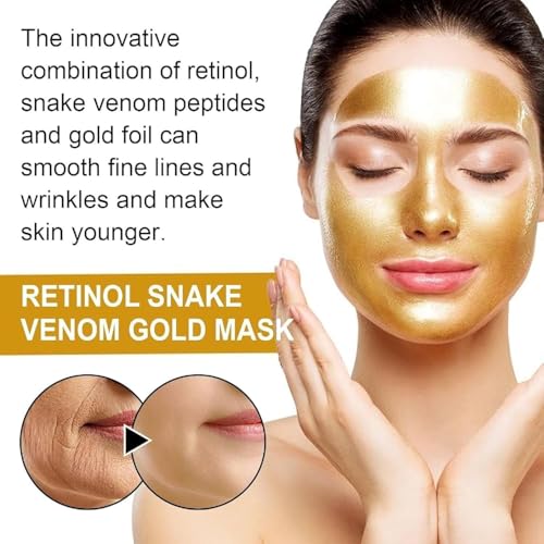 Image of Retinol Gold Face Mask for Glowing Skin - Snake Venom Peptide Peel Off Mask, Supports Hydration & Smooth Appearance, Deep Pore Cleansing Facial Mask for Men & Women 100ml (Peel-Off Face Mask)