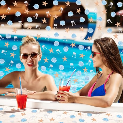Image of Whaline 300 Pcs Last Toast on The Coast Table Confetti Bachelorette Party Confetti Glitter Shell Starfish Wine Cup Table Centerpieces for Coastal Beach Bridal Shower Wedding