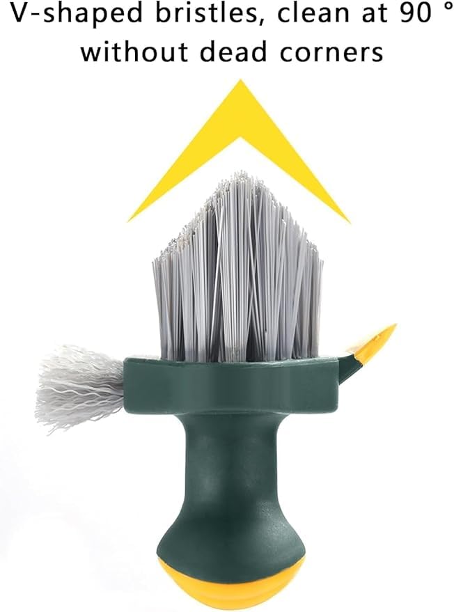 Image of 4 in 1 Tile Grout Cleaner Brush with Squeegee V-Shape Gap Scrub Brush with Stiff Bristles Multipurpose Crevice Cleaning Tool for Floor, Bathroom, Kitchen, Sink & Window (1 Pc)
