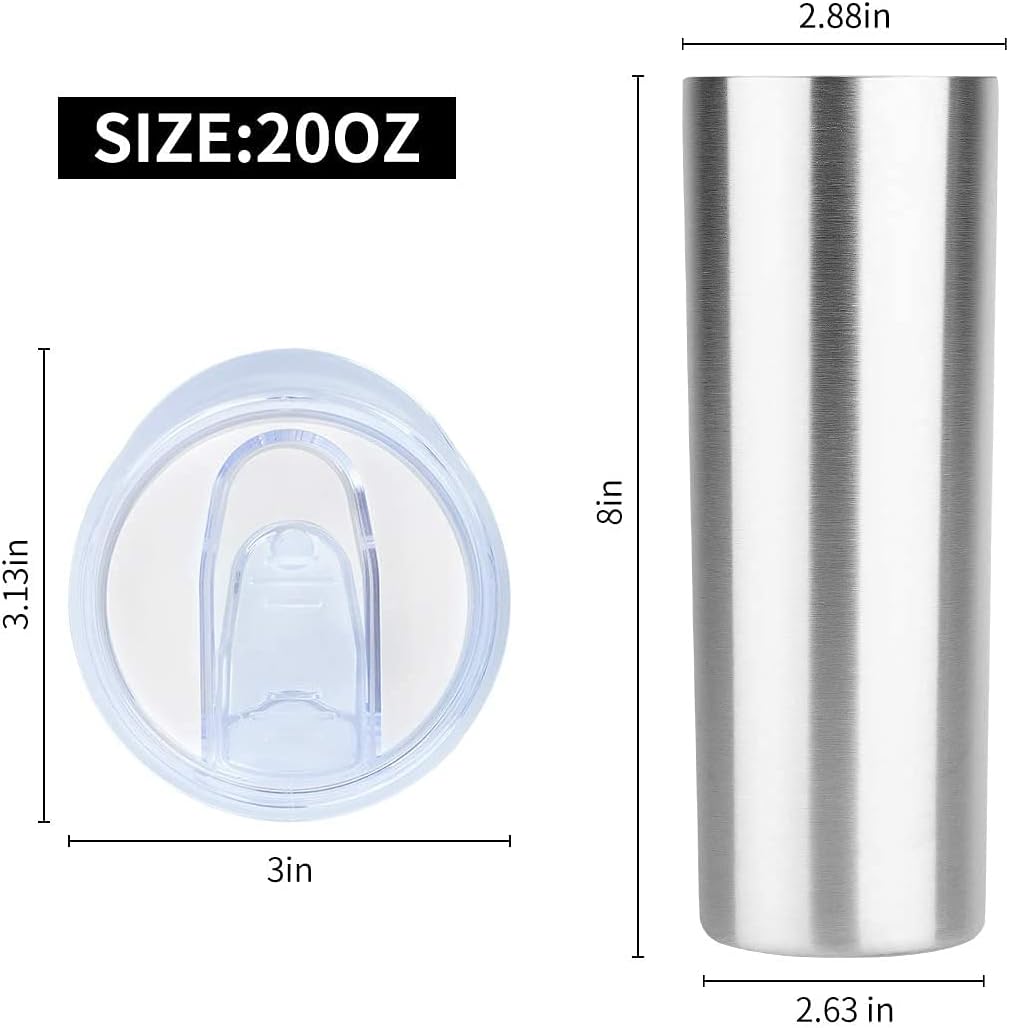 HASLE OUTFITTERS 20 oz Skinny Tumblers Bulk Set, Stainless Steel Insulated Slim Tumblers with Lids, Reusable Double Wall Travel Coffee Mugs, Durable Powder Coated Travel Water Cups(12) - Image 2