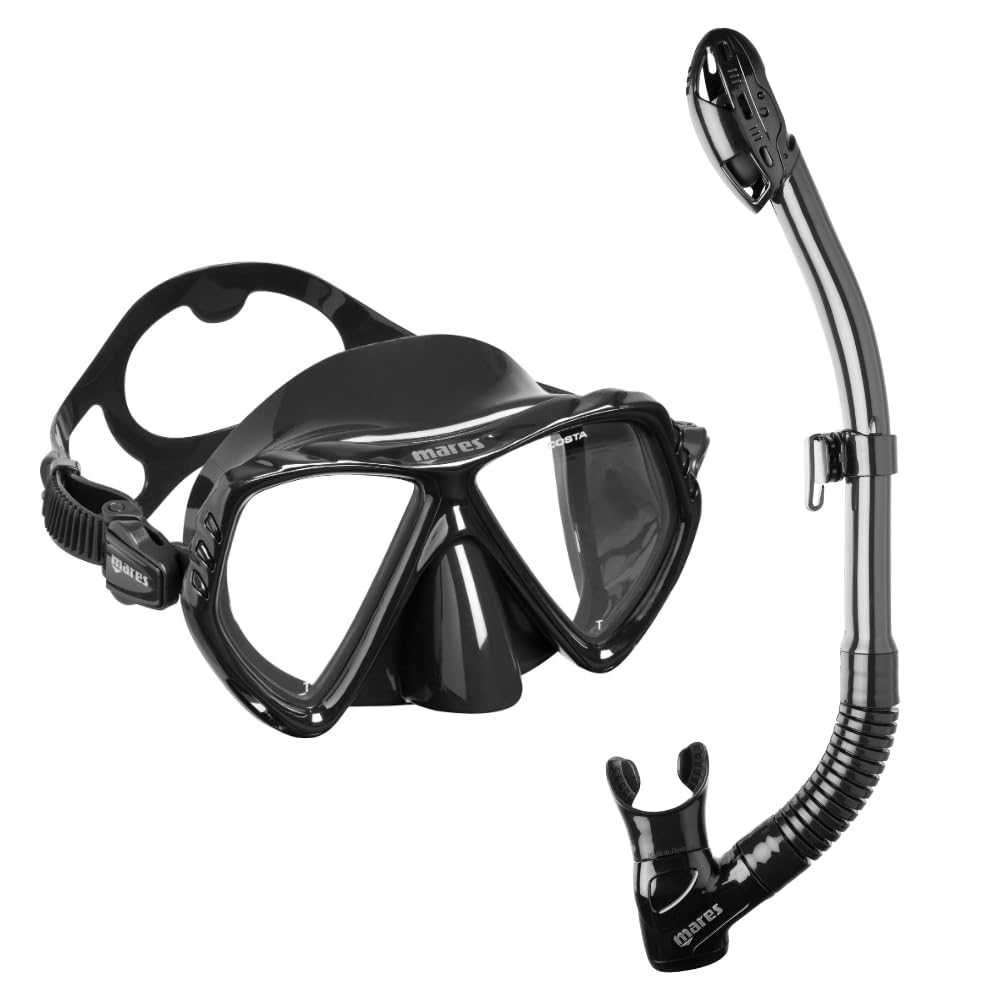 Mares Combo La Costa Dry - Kit de máscara de Tubo para Adultos, Vidrio Templado, Snorkel 100% Dry Top, válvula de Purga