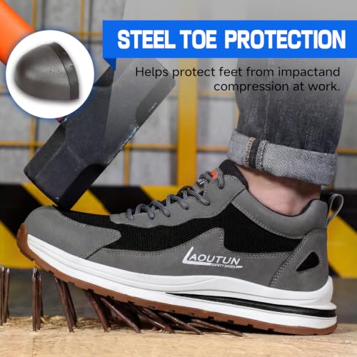 Image of LAoutun Steel Toe Shoes for Men Women Safety Work Shoes Indestructible Steel Toe Sneakers Lightweight Work Shoes Toe Shoes