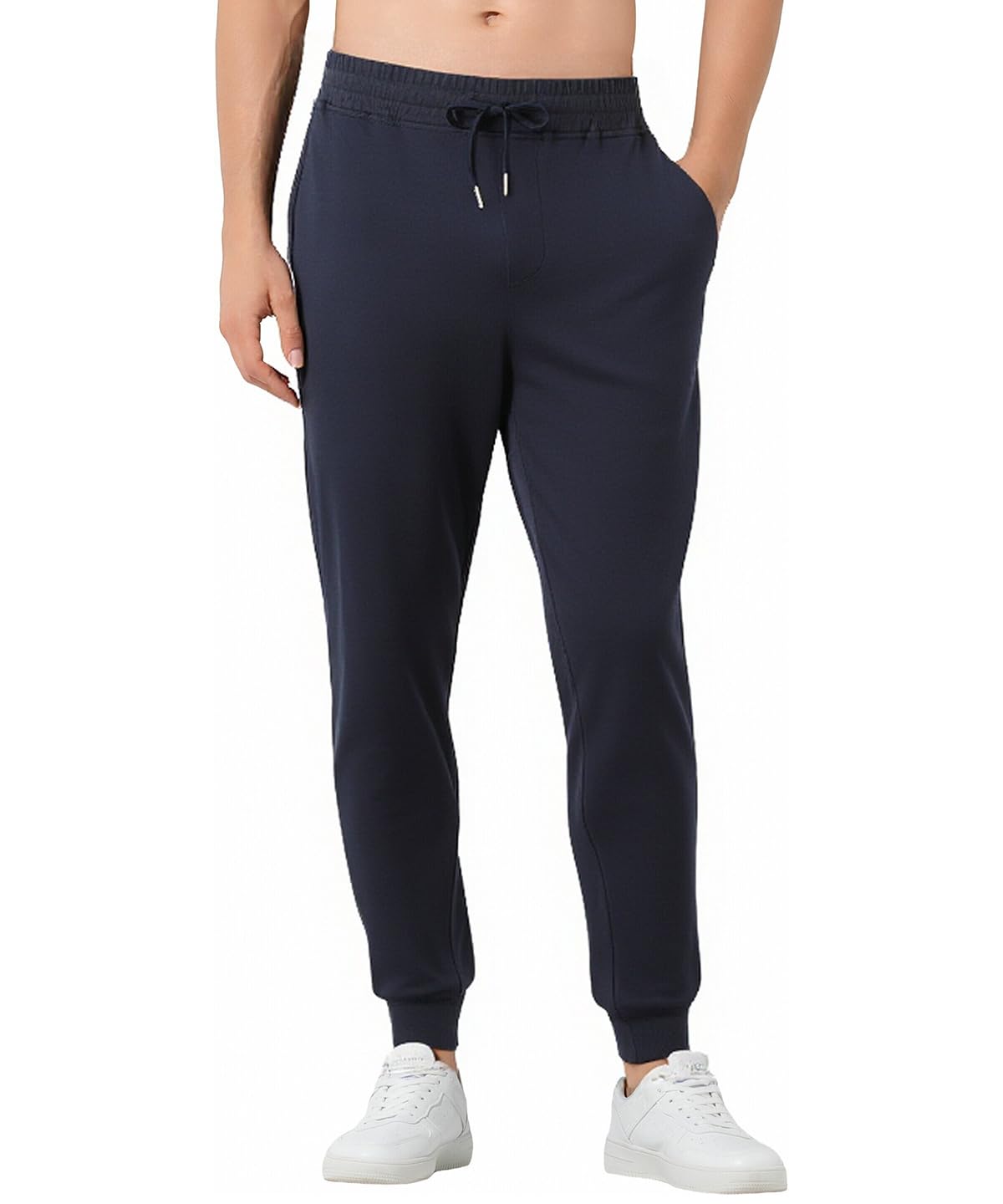 Pantalón de Chándal Hombre Largo 100% Algodón Bolsillos Cremallera Deportivos Gimnasio Running