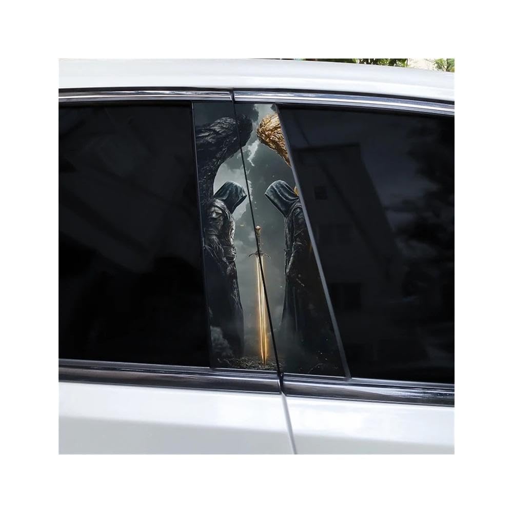 Bertdcx Type A 2Pcs Knight Car Window Pillar Sticker Diy Vinyl Sticker Car Door Pillar Sticker Auto Parts(Type A)