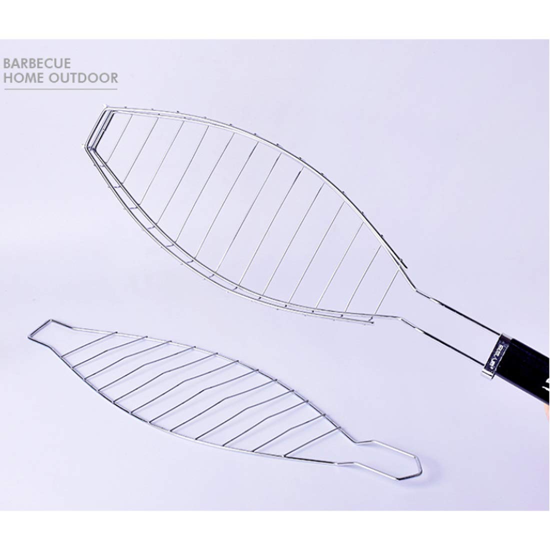 Cesta para parrilla de pescado para barbacoa, cesta portátil para parrilla de barbacoa, cesta para asar de acero inoxidable, herramienta para barbacoa, parrilla con cable con mango de madera, herram