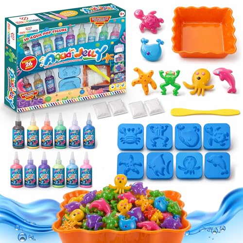 Image of Wembley Aqua Jelly Kit for Kids | Craft Kit for Girls 9-12 Years | Make Your Own Water Pets | Squishy Making Kit for Girls 8-10 | Pack of 12 (30 ml)
