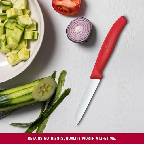 Image of Victorinox Swiss Made Stainless Steel Swiss Classic Paring Knife, 8cm Kitchen Knife for Vegetable Cutting and Chopping, Classic Red | Kitchen Tools & Items | 6.7401.C1