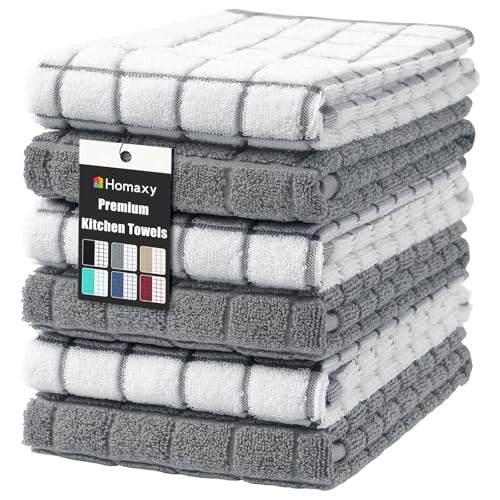 Homaxy Premium Cotton Kitchen Towels 16"x 28", Large Natural Ring...