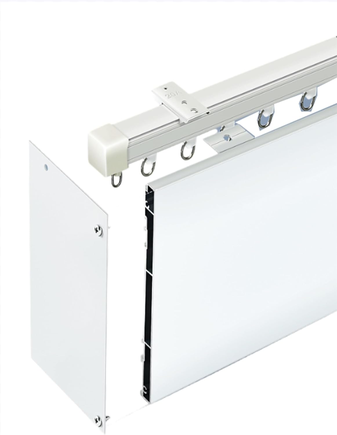 Wall Curtain Rod Cover Box Frame Decorative Panel, Living Room/Bedroom/Kitchen Windows Cornice Board Without Tracks, Curtain Baffle Bracket(Top Installation,12.5ft/380cm)