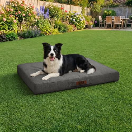 Image of Sytopia 36 Inch Indestructible Dog Bed for Large Dogs, Waterproof Chew Proof Orthopedic Pet Mat for Crate with Machinne Wshable Cover, Great for Indoor Outdoor Use, Dark Grey