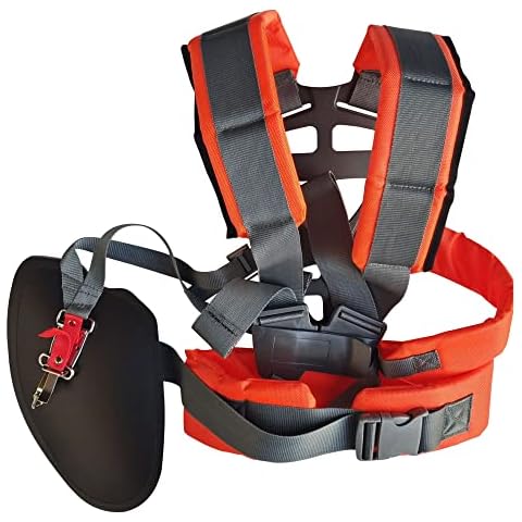 Universal Adjustable Strimmer Harness Padded Trimmer Shoulder Strap Comfort Double Shoulder Harness Strap Nylon Strimmer Lawn Mower Belt Mower Grass Trimmer for Brush Cutter Grass Garden Trimmer Cover
