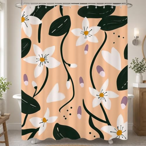 Rideau de douche avec ourlet lesté en polyester lilas résistant et lavable en machine T-X77 - 2
