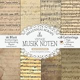  Vintage Musik Noten Bastelpapier – Für Karten, Reisetagebücher, Journaling –: Scrapbooking Papier & Zubehör I Zum Ausschneiden I Mit Letterings I ... DIY Tagebuch (Millennial Scraps Bastelpapier)
